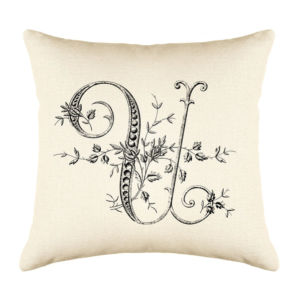 Di Lewis Throw Pillow Cover, Vintage French Monogram Letter D