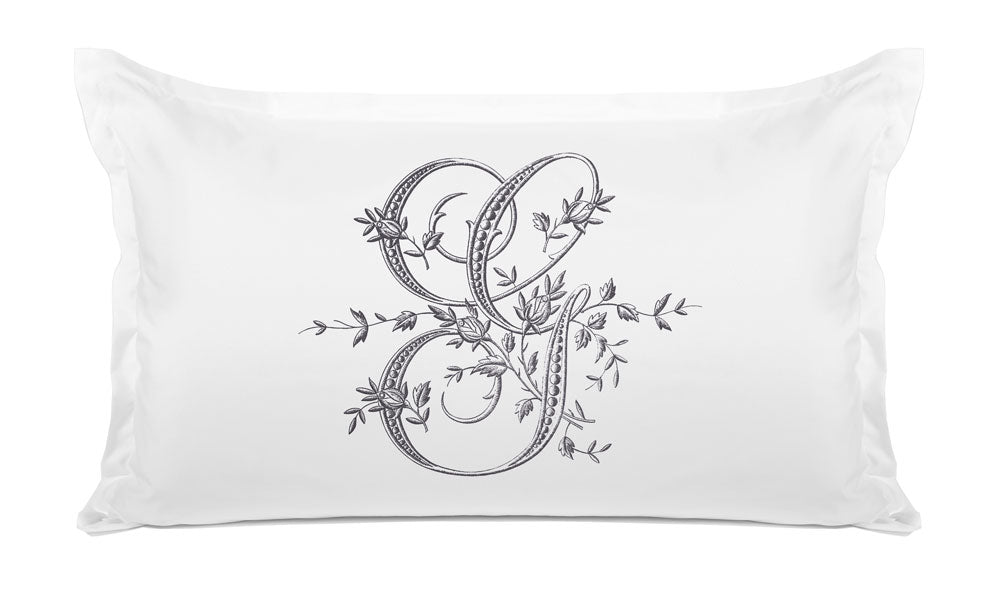Di Lewis Throw Pillow Cover, Vintage French Monogram Letter G
